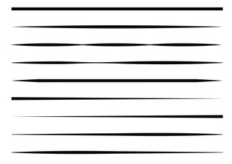 Black Gradient Tapered Lines – Abstract Horizontal Line Set for Graphic Design © Fumeezz