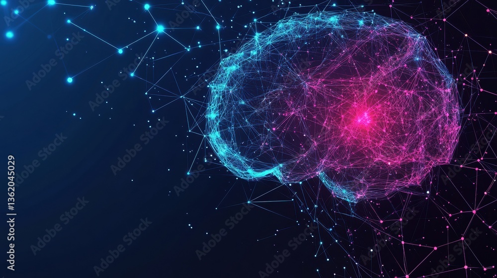 Poster neural network artificial intelligence tech low poly abstract background illustration
