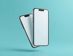 Floating Smartphones Mockups with Blank Screen on a Minimalist Background
