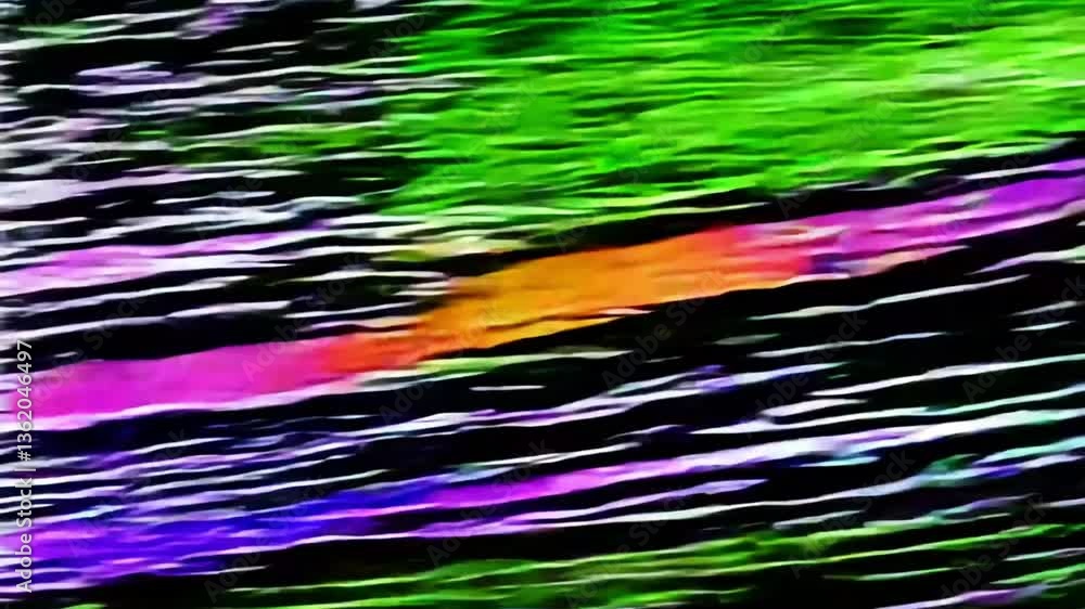 Poster tv screen glitch noise effect with static stripes on black background