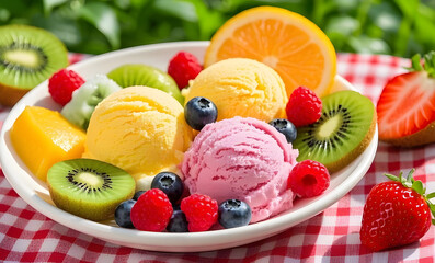 ice cream with fruits