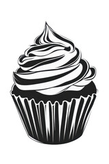 Isolated Cupcake Sketch Illustration