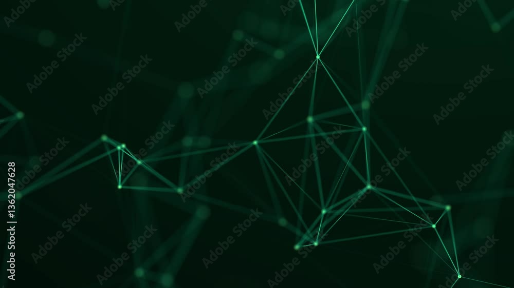 Aufkleber Abstract digital connection moving dots and lines. Technology background. Network connection structure. Plexus effect. 3d Seamless loop. 4K	