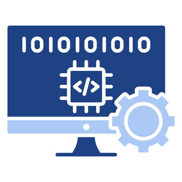 Machine Language Flat Blue Icon