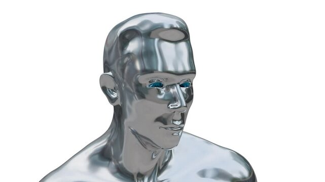 Silver image of a man. Aesthetics of modern design.