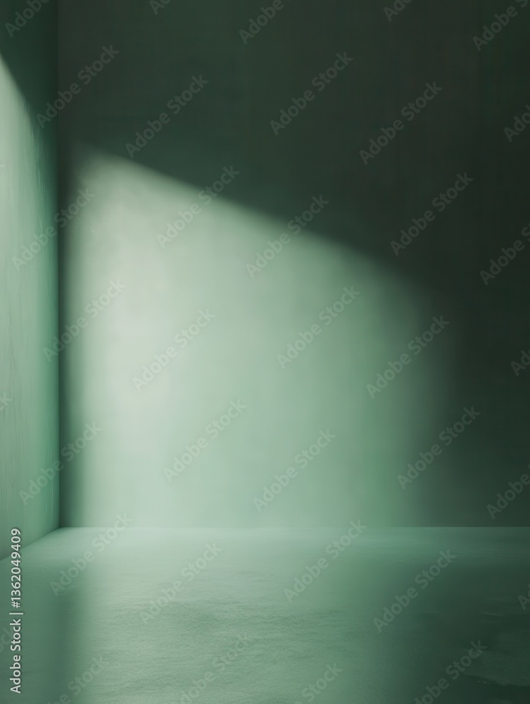 Poster a simple green background with a soft gradient and subtle lighting.