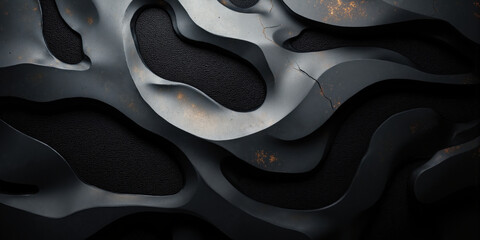 Futuristic Metallic Mesh Texture in Deep Silver and Matte Black with Light Reflection A sophisticated, tech-inspired abstract design featuring metallic