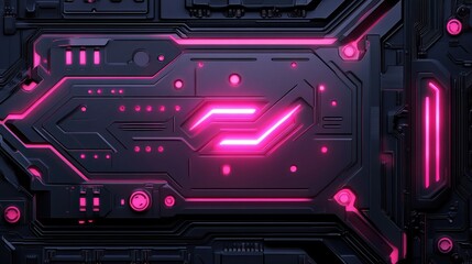 Futuristic Circuit Board with Neon Pink Lights