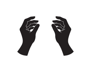 Silhouette of Hands in Grasping Position Black Silhouette Hands Ready to Hold