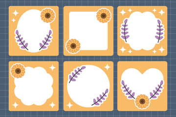 Minimalist Floral Social Media Templates. Elegant Sunflower and Lavender Frames