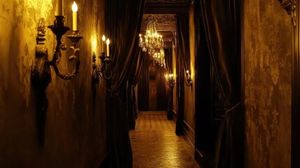 Mysterious Candlelit Hallway: A Gothic Interior