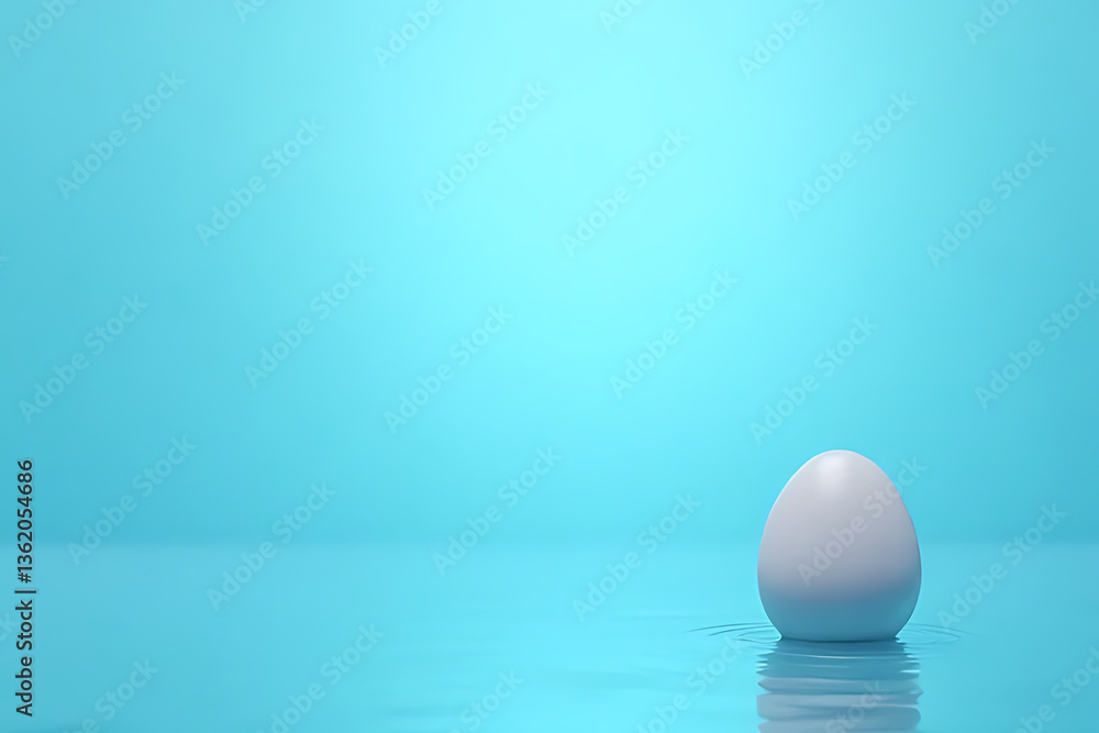 Poster egg on reflective surface minimalistic background still life calm environment close-up view