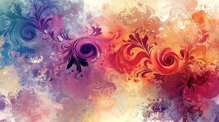 A digital painting of swirling floral patterns in watercolor