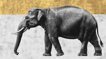 Vintage Illustration of an Elephant on Textured Background