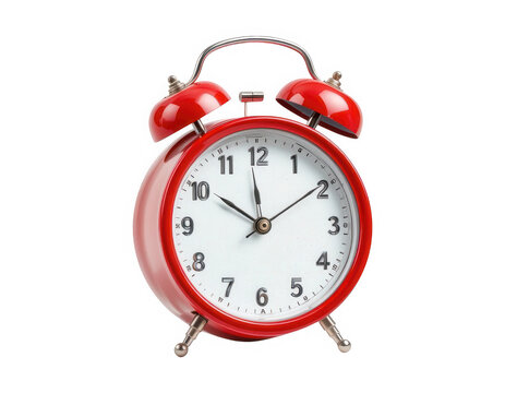 red alarm clock on transparent background png