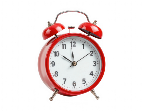 red alarm clock on transparent background png