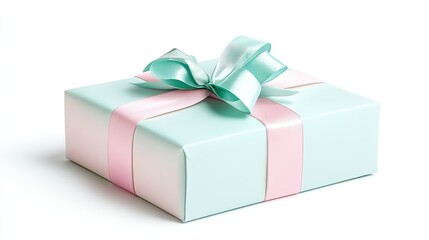 Obraz premium Elegant pastel gift box with decorative ribbon on a bright background for celebration events