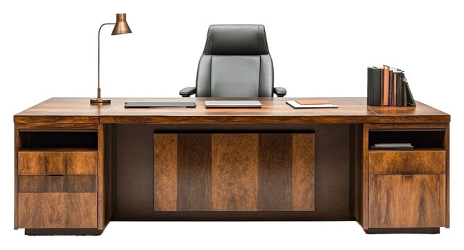 Stylish home office desk modern furniture for better productivity isolated on transparent background
