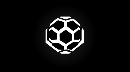 Fototapeta premium A white geometric shape resembling a soccer ball on a dark black background in center focus