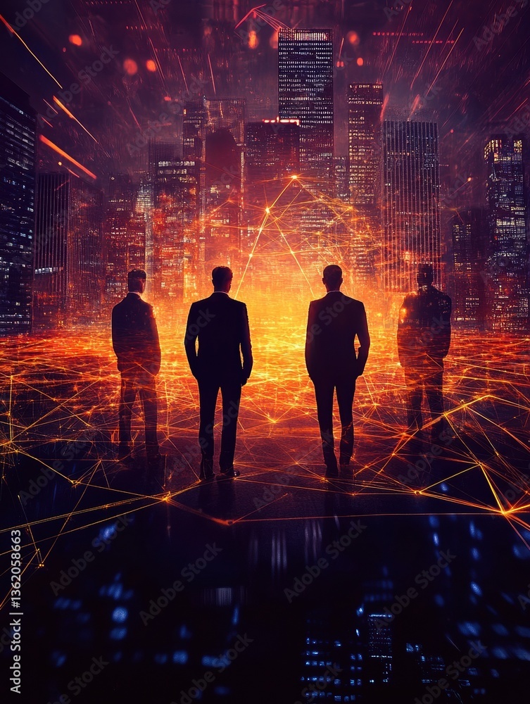 Poster global business connections. corporate networking. concept of networking in a corporation. ai genera