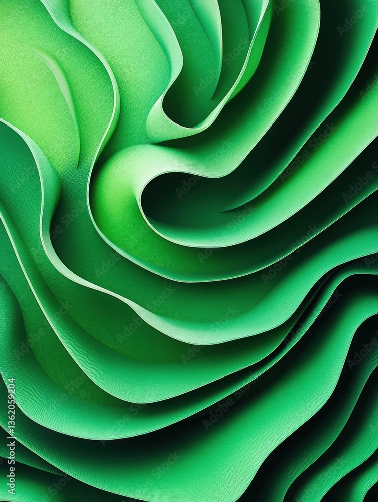 Poster abstract green pattern featuring curved layers creates a fresh and vibrant visual, ideal for backgro