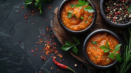 Canned dip on black background top view 