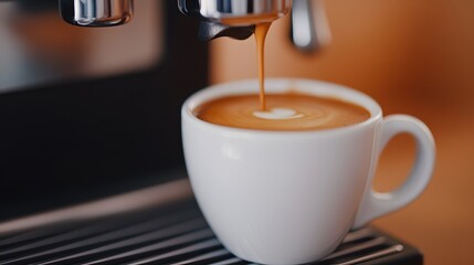 Steaming espresso cup with swirling coffee particles, Generative AI