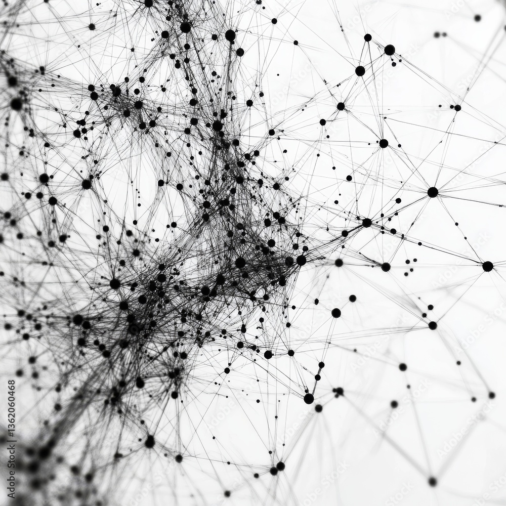 Leinwandbilder network of connected dots and lines: abstract geometric illustration on a white background for data 