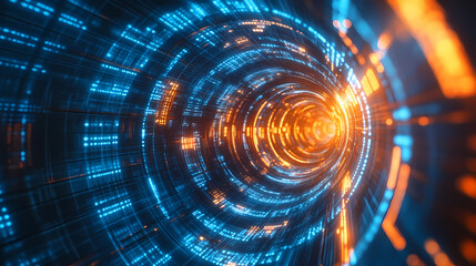 Obraz premium Abstract Futuristic Digital Tunnel