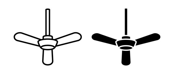 Ceiling fan icon vector set. Outline suspended fan symbol