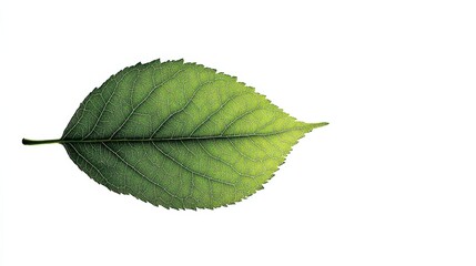 Obraz premium Simple leaf silhouette, green on white, clean and crisp, natural and serene.