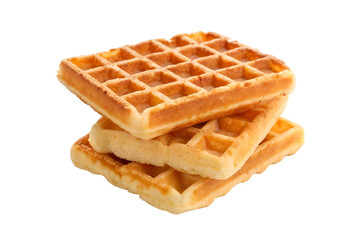 Steaming Belgian Waffle with Dripping Syrup on a Plain Background.