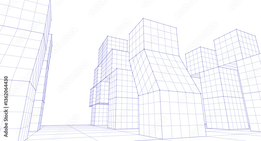 Poster abstract modular architecture 3d rendering