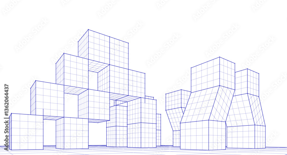 Poster abstract modular architecture 3d rendering	
