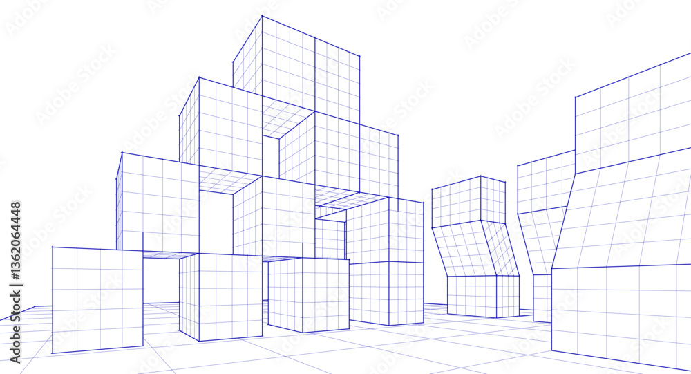 Poster abstract modular architecture 3d rendering	
