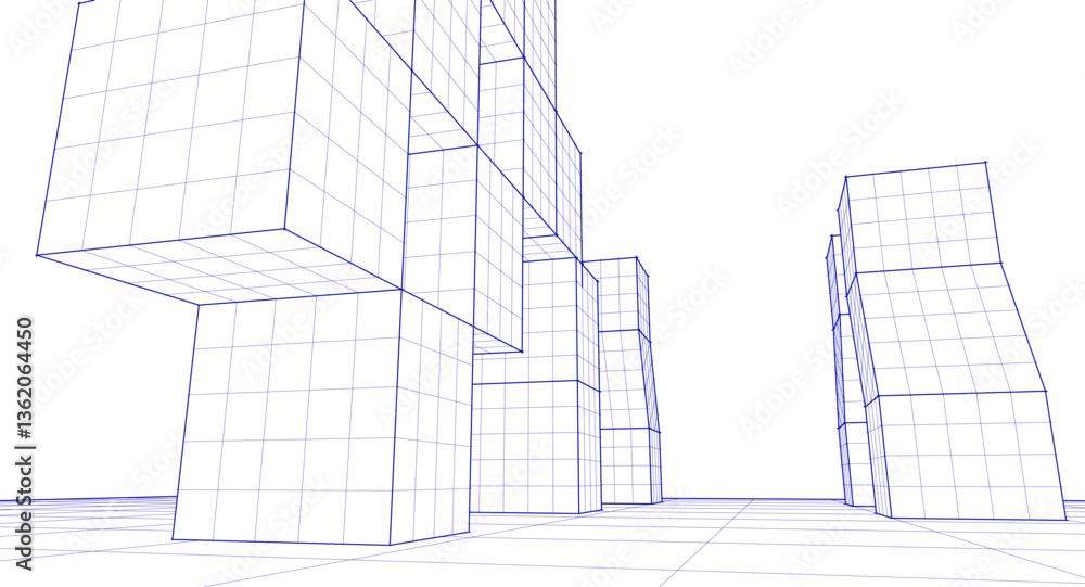 Poster abstract modular architecture 3d rendering