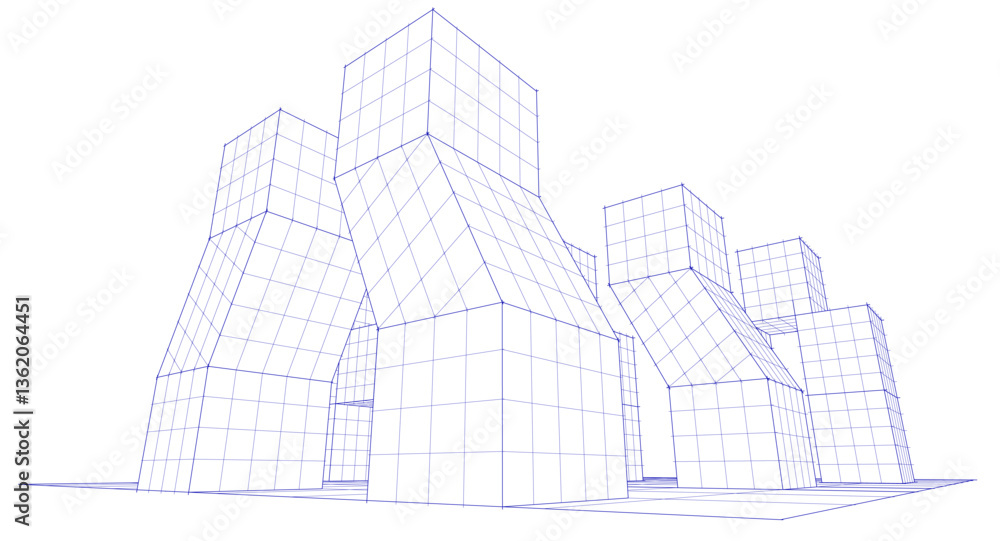 Poster abstract modular architecture 3d rendering