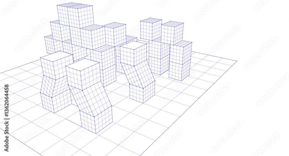 Poster abstract modular architecture 3d rendering	
