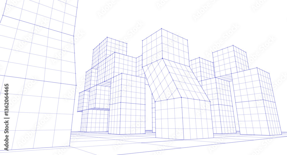 Poster abstract modular architecture 3d rendering