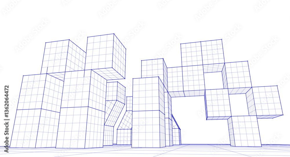 Poster abstract modular architecture 3d rendering	
