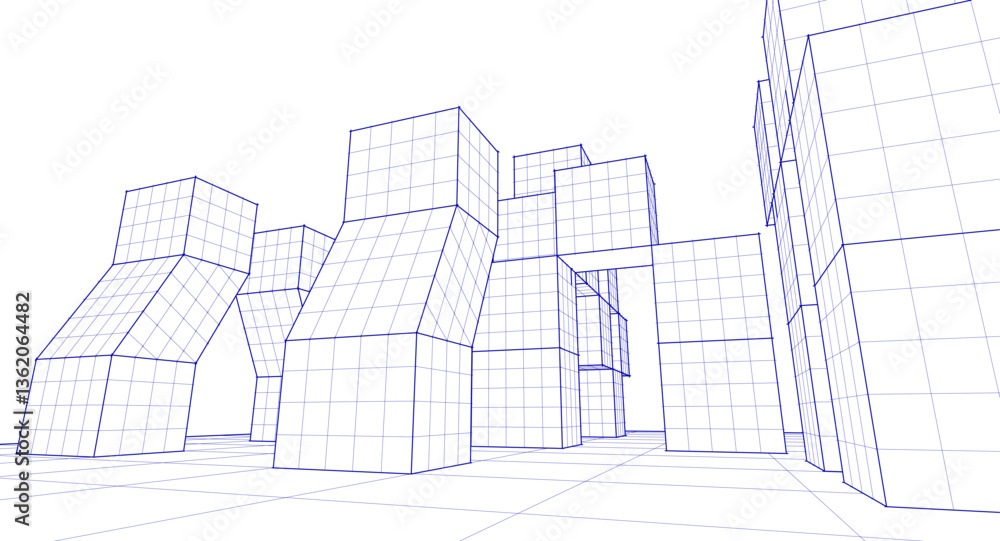 Poster abstract modular architecture 3d rendering	
