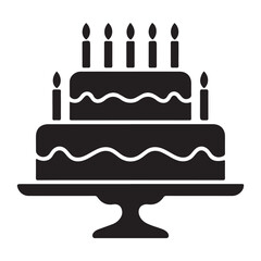 Birthday cake vector silhouette black, birthday cake icon. with white background