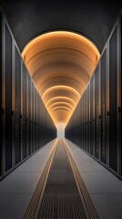 Obraz premium Server Room Corridor with Data Center.