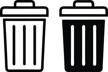 Bin icon set. Trash can, delete button. Vector