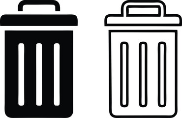 Bin icon set. Trash can, delete button. Vector