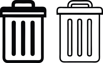 Bin icon set. Trash can, delete button. Vector