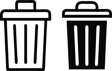 Bin icon set. Trash can, delete button. Vector