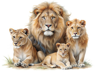 Obraz premium lion and lioness isolated