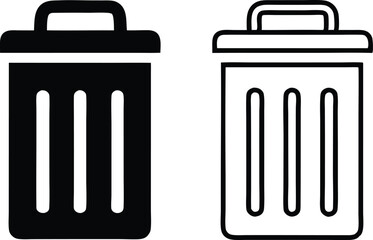 Bin icon set. Trash can, delete button. Vector