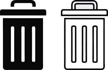 Bin icon set. Trash can, delete button. Vector